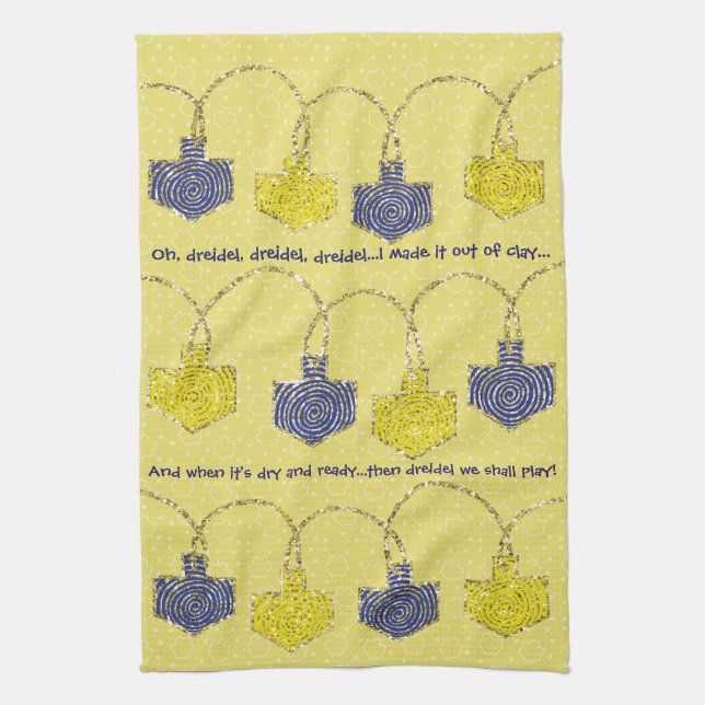 Toalla de cocina "Hanukkah/Oh Dreidel" (Vertical)