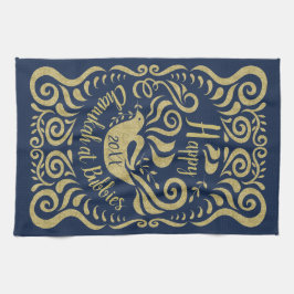 Toalla de cocina "Happy Chanukah Blackboard Dove"