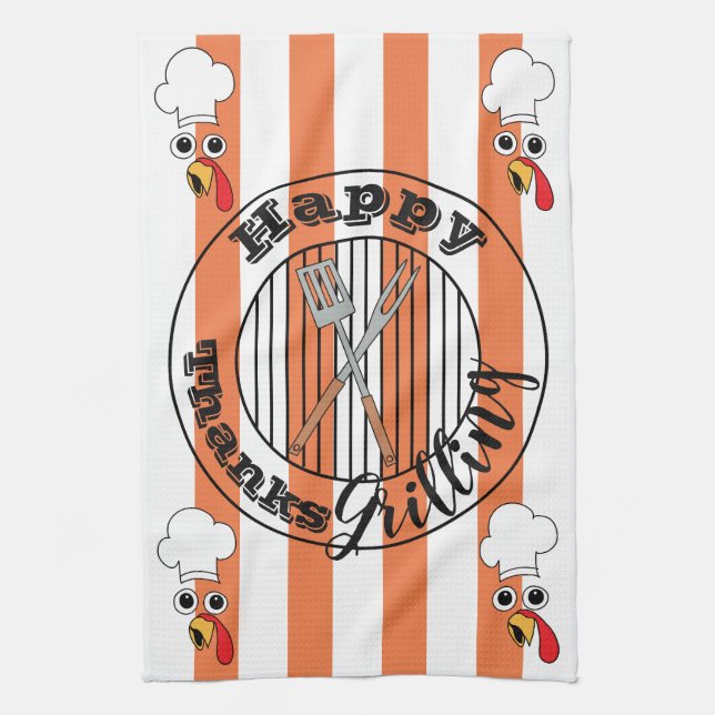 Toalla de cocina "Happy Gracias Grilling" (Vertical)