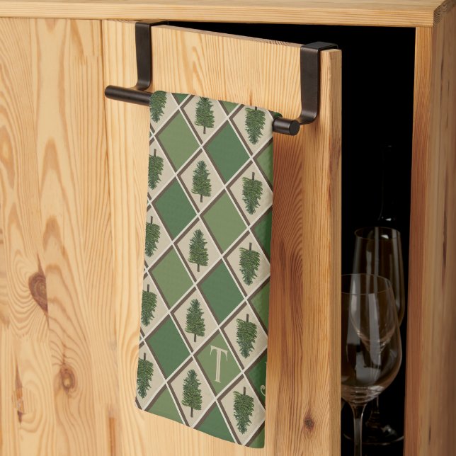 Toalla de cocina Harlequin y pino (Pliegue de tercios)