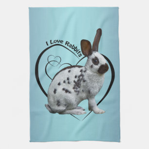 Toalla de cocina I Love Rabbits (Azul cielo)