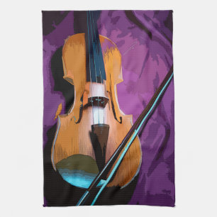 Toalla de cocina ilustrada colorida - viola