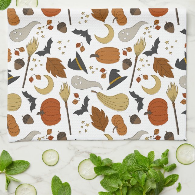 toalla de cocina ilustrada de halloween (Doblado)