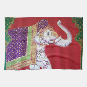 Toalla de cocina india del elefante del arte