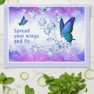 Toalla de cocina Inspiradora de mariposa azul