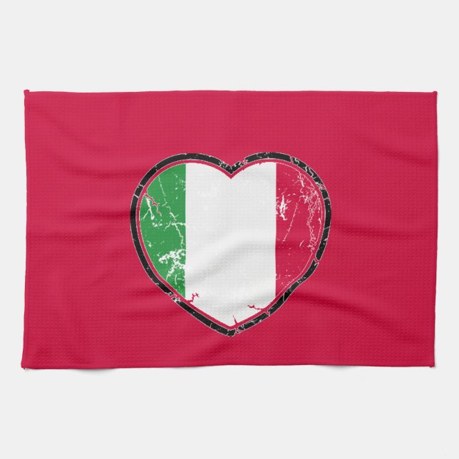 Toalla de cocina italiana del corazón de la (Horizontal)