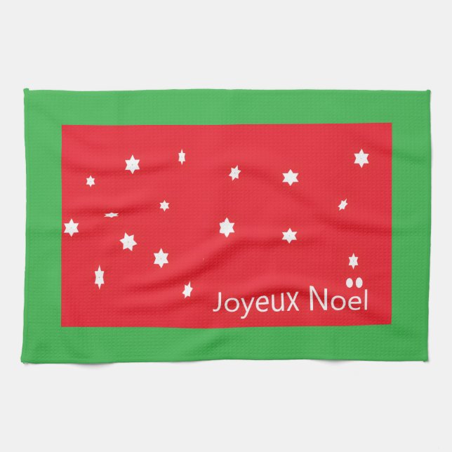 Toalla de cocina Joyeux Noel Snowflakes (Horizontal)