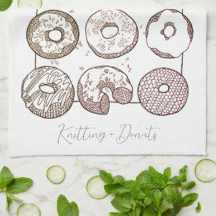 Toalla de cocina KNIT DOZEN DONUTS + Texto