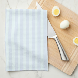 Toalla de cocina ligera rayada en azul claro y men