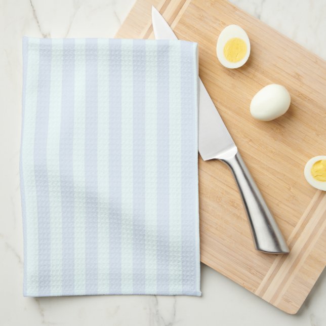 Toalla de cocina ligera rayada en azul claro y men (Doblado Cuarto)