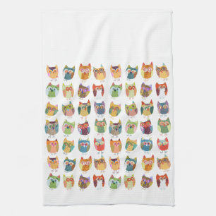 Toalla de cocina linda del búho, teatowel.
