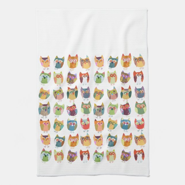 Toalla de cocina linda del búho, teatowel. (Vertical)