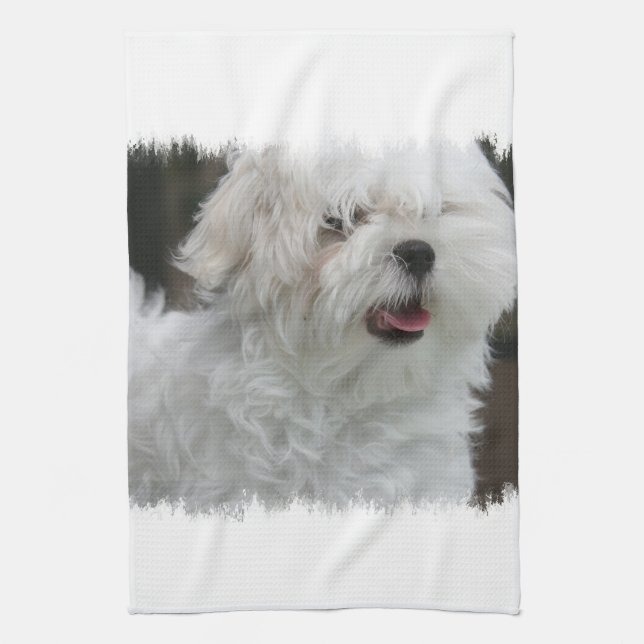 Toalla de cocina maltesa blanca del perrito (Vertical)
