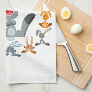 Toalla de cocina mandala de conejos de dibujos ani