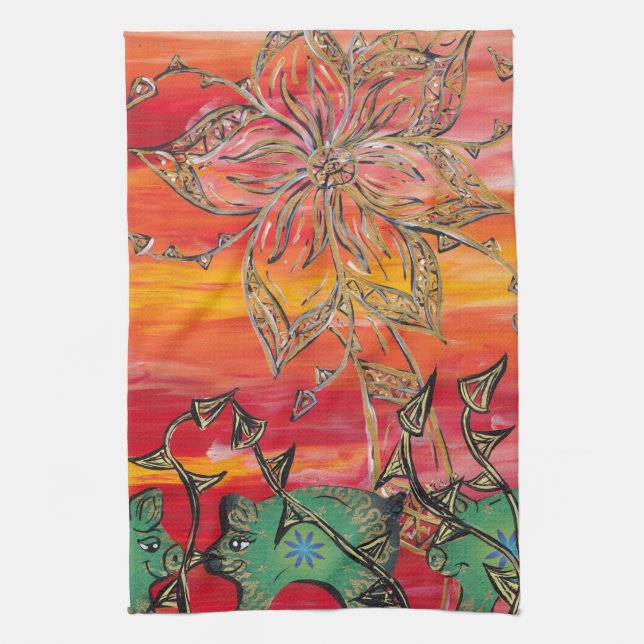 Toalla de cocina maravillosa de los cerdos (Vertical)