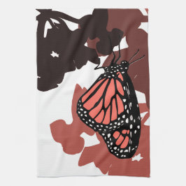 Toalla de cocina - Mariposa monarca de color coral