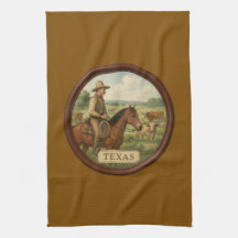 Toalla de cocina marrón de vaquero de Texas