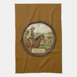 Toalla de cocina marrón de vaquero de Texas