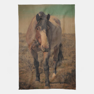 Toalla de cocina melada y sabia roja del caballo