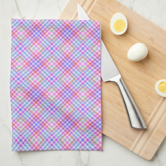Toalla de cocina moderna de cuadros arcoíris (Doblado Cuarto)