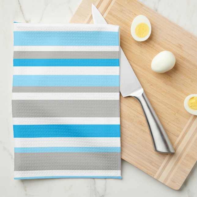 Toalla de cocina moderna de patrón de franja gris  (Doblado Cuarto)