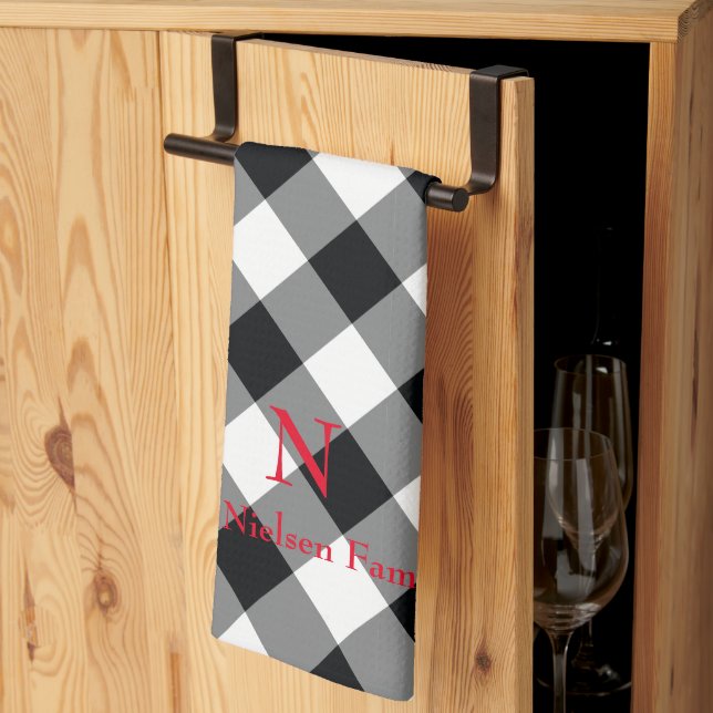 Toalla de cocina monográfica de búfalo blanco negr (Pliegue de tercios)