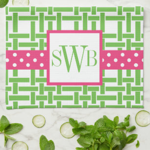 Toalla de cocina monogramada de bambú y grano