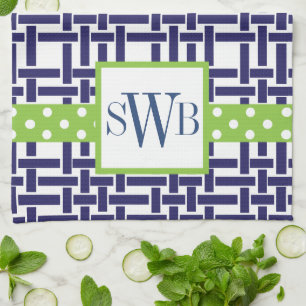 Toalla de cocina monogramada de bambú y grano
