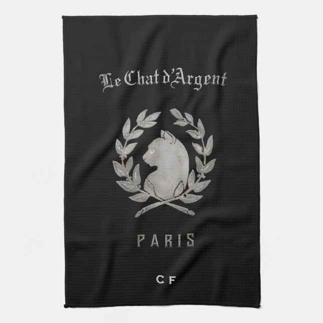 Toalla de cocina monogramada Le Chat d'Argent (Vertical)