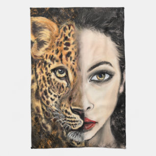 Toalla de cocina Mujer Leopardo