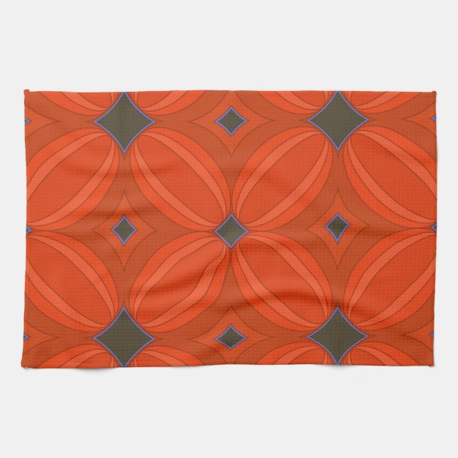 Toalla de cocina naranja Art Deco (Horizontal)