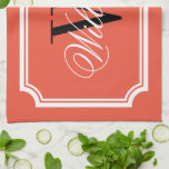 Toalla de cocina naranja monocasco personalizada<br><div class="desc">Toalla de cocina naranja monocasco personalizada. Lujoso estilo para un interior elegante. Diseño de moda con borde sofisticado y plantilla de tipografía de escritura elegante. Un muy elegante favor de partido o idea de regalo para recién casados, parejas, novios, esposos y esposas, amigos, invitados, compañeros de trabajo, empleados, empresas, etc....</div>