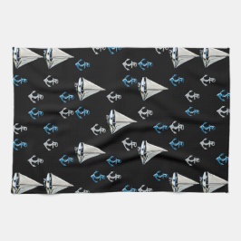 Toalla de cocina náutica de los barcos y de las