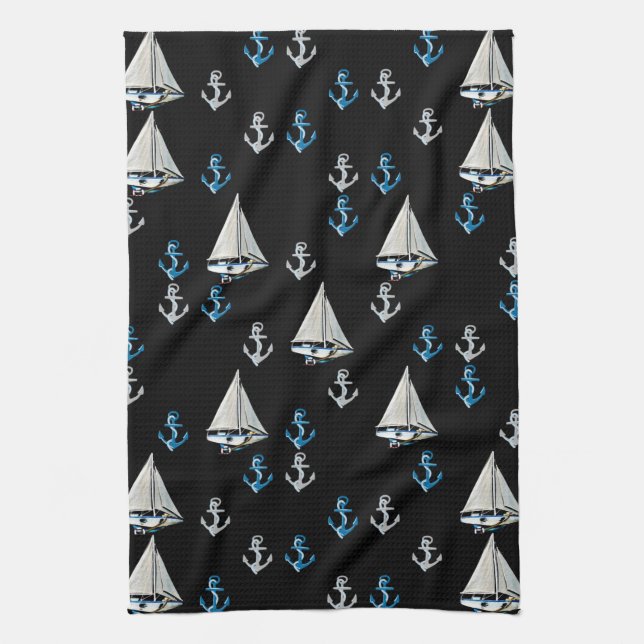Toalla de cocina náutica de los barcos y de las (Vertical)