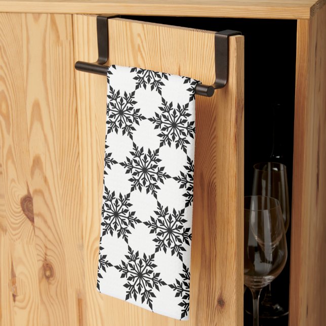 Toalla de cocina Navidades Snowflakes Cocina Toall (Pliegue de tercios)