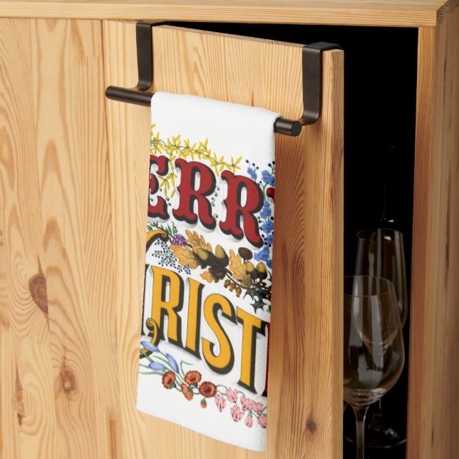Toalla de cocina navideña (Pliegue de tercios)