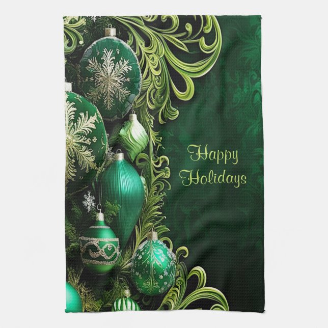 Toalla de cocina navideña con adornos decorativos  (Vertical)