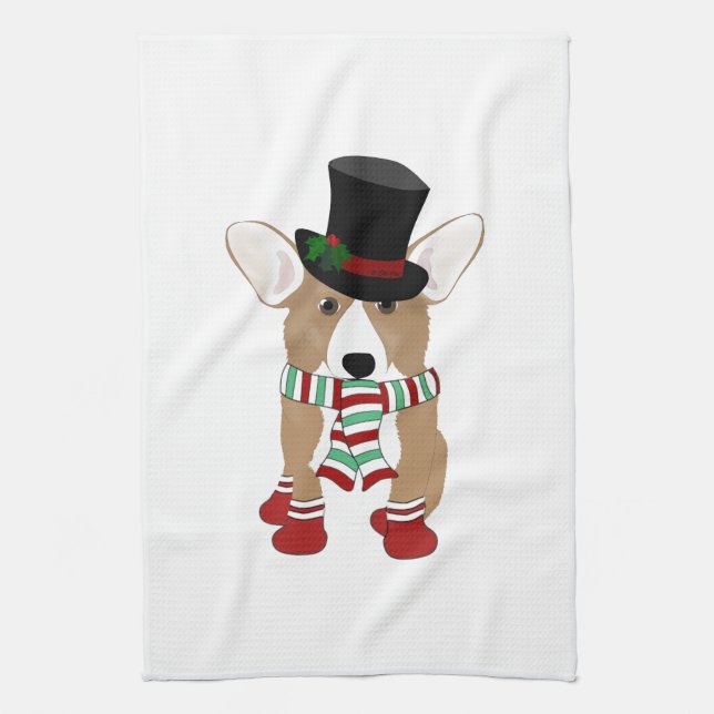 Toalla de cocina navideña para Corgi (Vertical)
