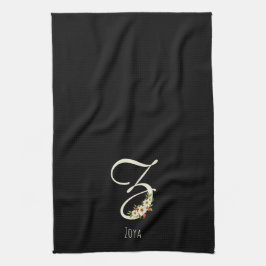 Toalla de cocina negra con monograma Regalo de ina