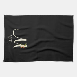 Toalla de cocina negra con monograma Regalo de ina