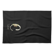 Toalla de cocina negra con monograma Regalo de ina