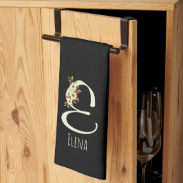Toalla de cocina negra con monograma Regalo de ina