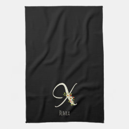 Toalla de cocina negra con monograma Regalo de ina