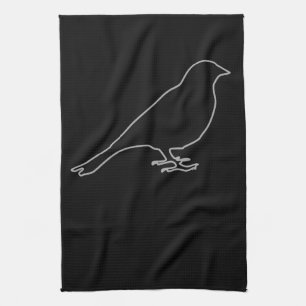 Toalla de cocina negra del pájaro