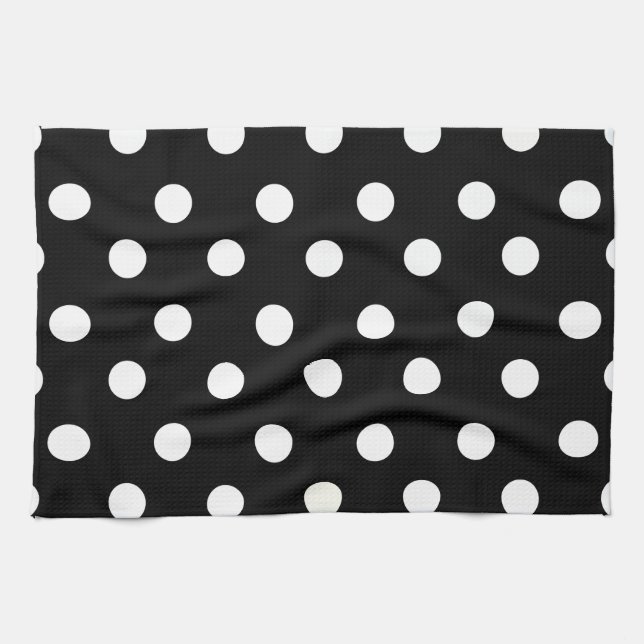 Toalla de cocina negra y blanca del lunar (Horizontal)