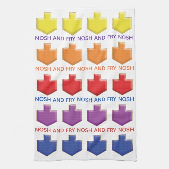 Toalla de cocina "Nosh & Fry 3D Dreidels" (Vertical)