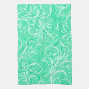 Toalla de cocina ornamental verde de la menta