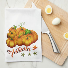 Toalla de cocina otoñal de calabazas naranjas
