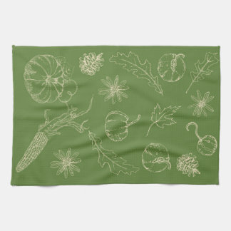 Toalla de cocina otoñal en verde
