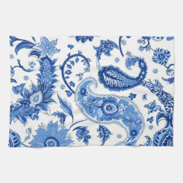 Toalla de cocina paisley azul y blanca